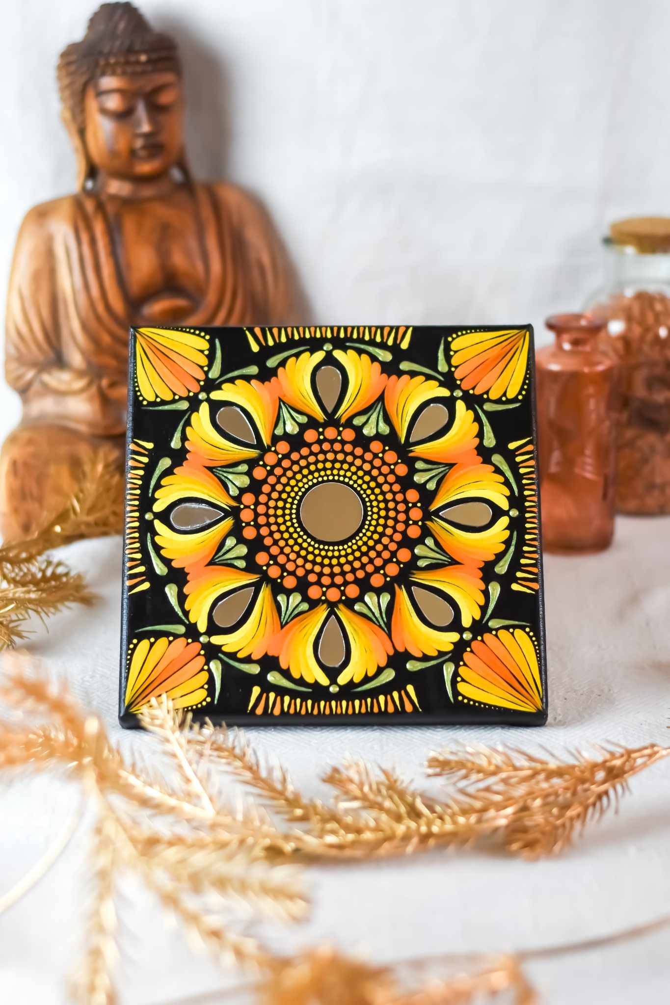 toile mandala jaune