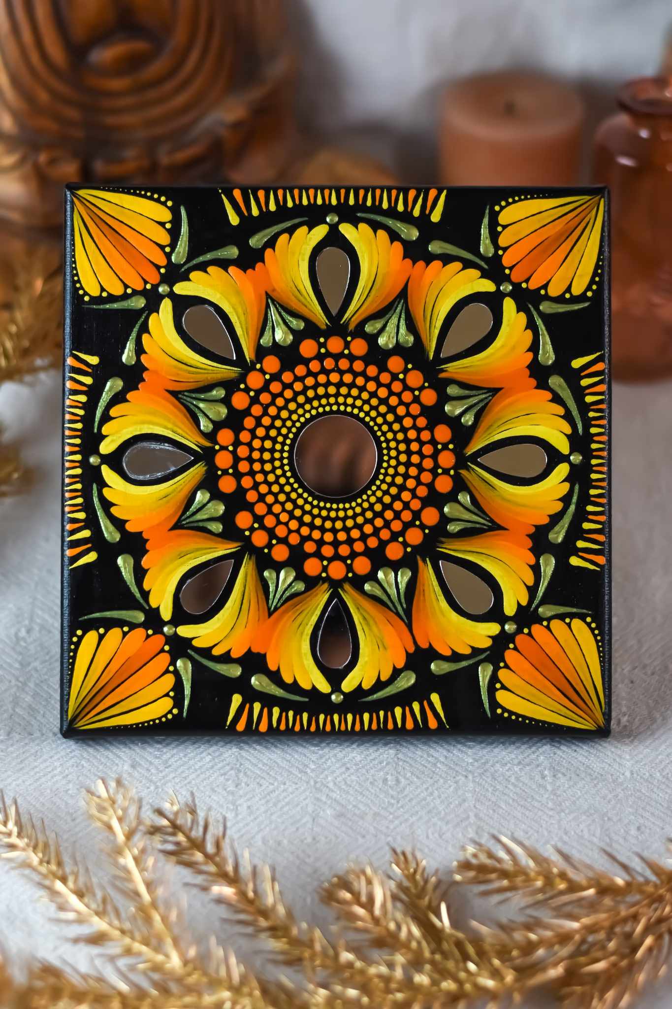 toile mandala jaune