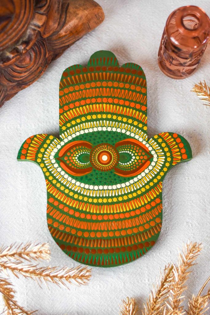 Hamsa sacré Hamsa bois et peint